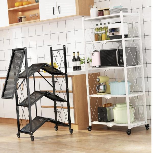 

hooks & rails installation-kitchen supplies storage rack folding floor-type multi-layer pot microwave oven r