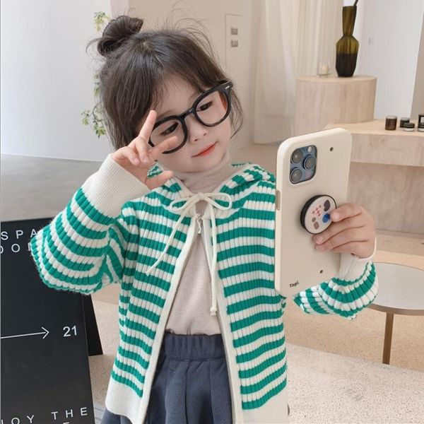 

jackets 2021 arrival girls boys thicken striped hooded coat winter full sleeve fashion kids coats 3-8 years qa630, Blue;gray