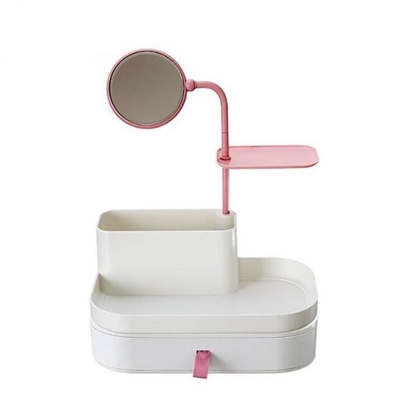 

bathroom storage & organization multifunctional plastic desk deskorganizer mirror drawer jewelry case cosmetics cotton swabs holder make