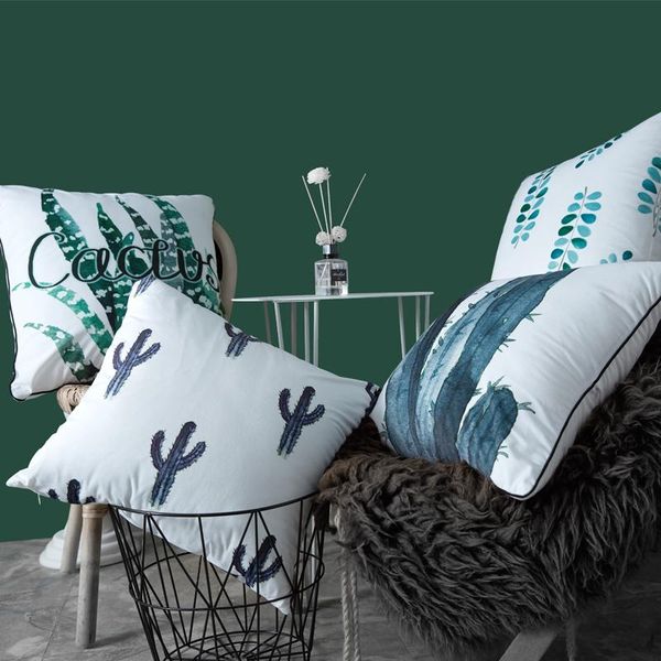 

pillow green cactus pattern square cushion sleeping pillows hugs for home decor chair bed neck 40*40cm