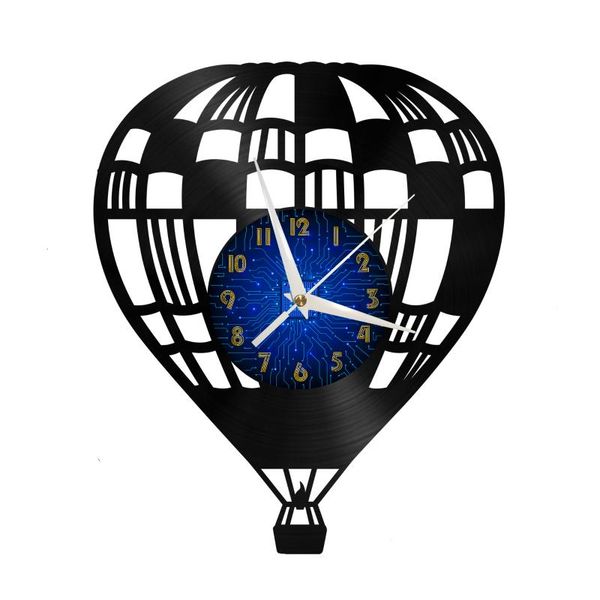 

wall clocks air balloon modern design home decor creativity 12 inch record led clock for living room decoration gift