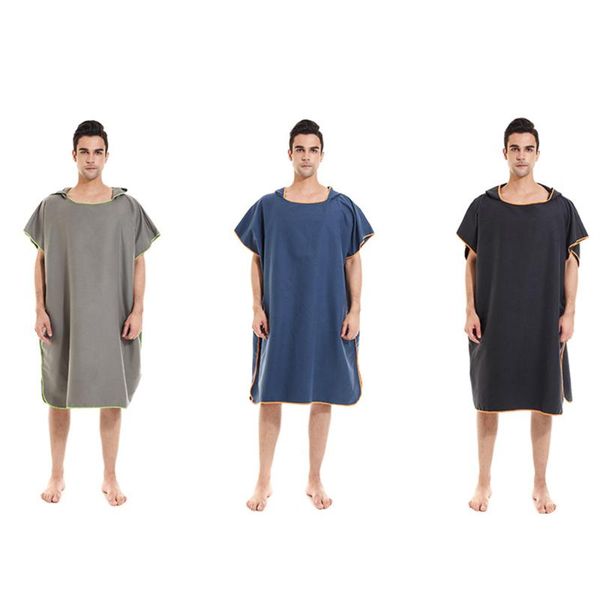 

towel solid color double sided velvet fashion hooded beach changing cloak bathrobe large size loose hoode bath