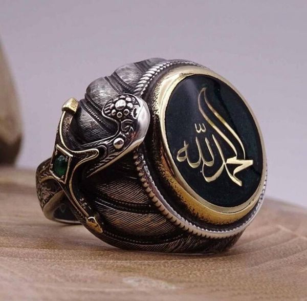 

cluster rings silver color anchor ring for men black zircon vintage style jewelry, Golden;silver
