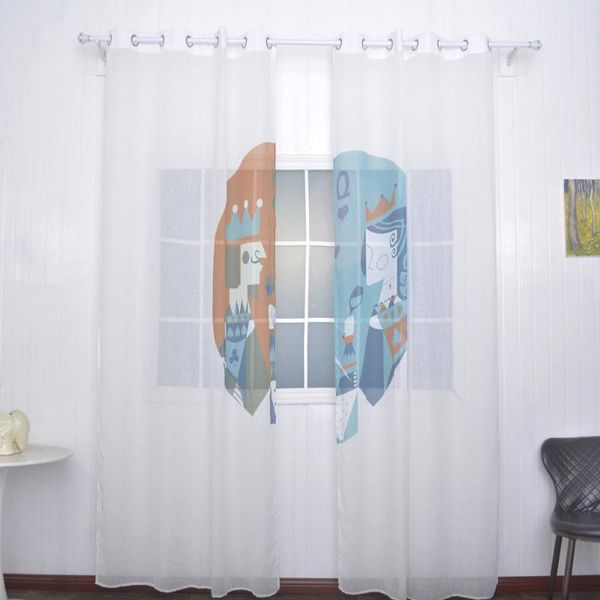 

curtain & drapes fmh sheer panels for living room bedroom french window faux linen drapery tulle printed poker in silver grommets