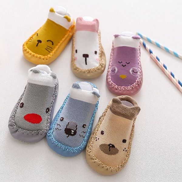 

first walkers children's cartoon leather-soled socks baby toddler shoes non-slip soft-soled indoor thick towel