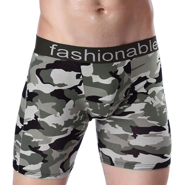 

underwear men boxer men's panties camouflage printed shorts boxershorts long underpants, Black;white