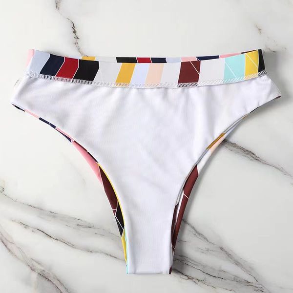 

european and american women's swimwear bikini fashion color contrast high waist split swimsuit in stock#swimwears03, White;black