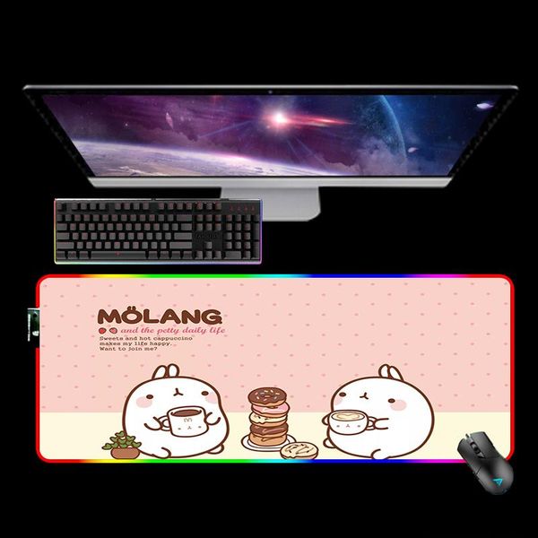 

mouse pads & wrist rests kawaii molang rgb mousepad xxl pad gamer backlit mat gaming accessories keyboards computer peripherals mats mausepa