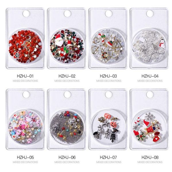 

nail colorful christmas rhinestone 3d mixed diy design decals with curved tweezer crystals stones for nails1, Silver;gold
