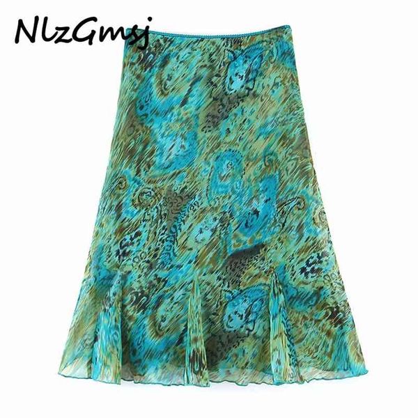 

skirt women summer floral chiffon s high waist ruffles knee length casual elegant vacation 05 210628, Black