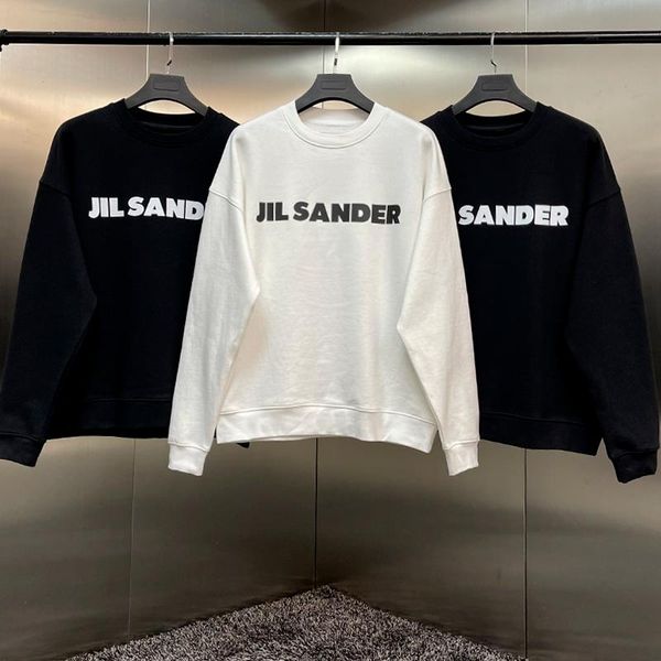 

Men's Hoodies & Sweatshirts Fw21 Minimalist Jil Sweatshirt Sander 100% Cotton Fleece Lined Printed Letter Logo Hip Hop Loose Unisex Oversize, Black