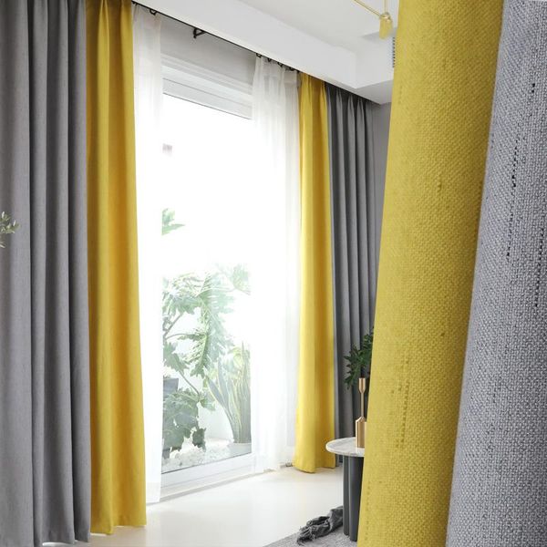 

curtain & drapes solid color 100% blackout curtains for living room linen thickening soundproof bedroom window