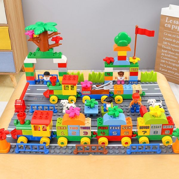 

large particle train building blocks number block compatible brand diy city big building block educational toy kids gift 3 years