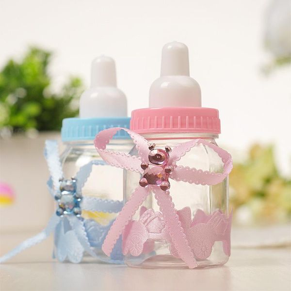 

gift wrap baby shower box bottle blue boy pink girl baptism christening brithday party favors candy