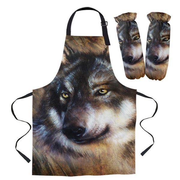 

aprons wolf animal kitchen for women bibs household cleaning pinafore home cooking apron
