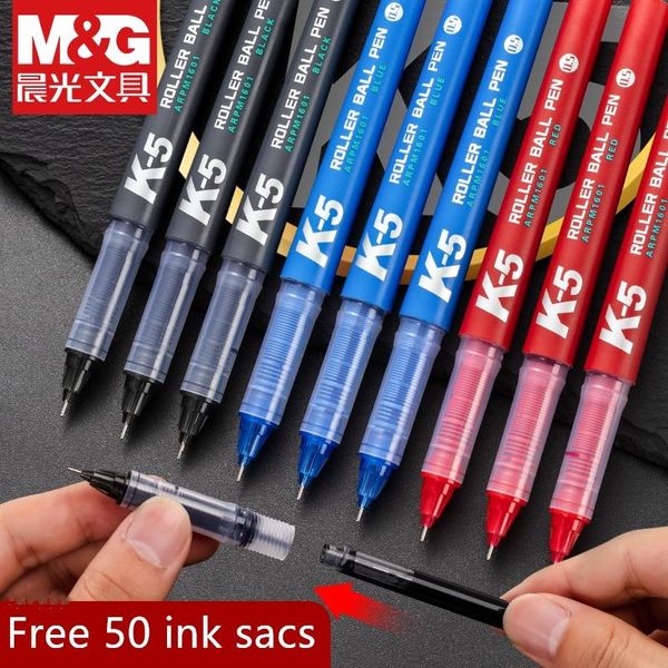 

gel pens m&g k5 full needle straight liquid ball pen bx-v5 0.5mm exam multicolor writing smooth and large capacity