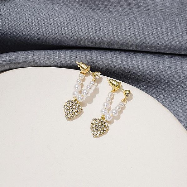

dangle & chandelier voerynt long tassel pearl earrings love crystal rhinestone pendant autumn and winter elegant temperament women, Silver