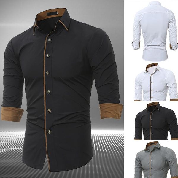 

men's casual shirts mens dress for men button up shirt office business, White;black