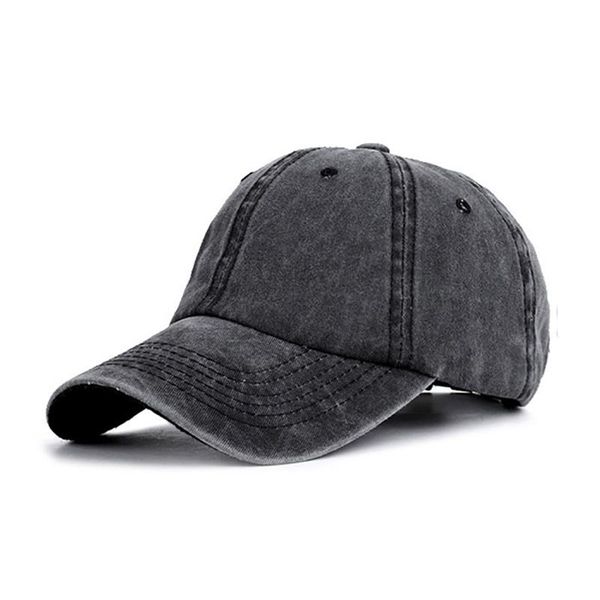 

outdoor hats solid color washed cotton ponytail baseball cap headwear sports wear with adjustable back closure, Black;white