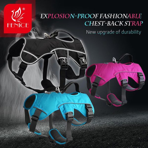 

dog collars & leashes fenice harness no pull reflective breathable adjustable pet for vest outdoor walking supplies