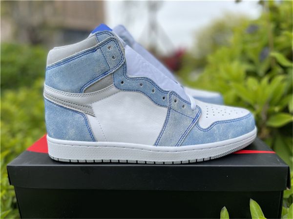 

shoes 1 high og hyper royal men women sneakers light smoke grey white royal blue trainers sports original