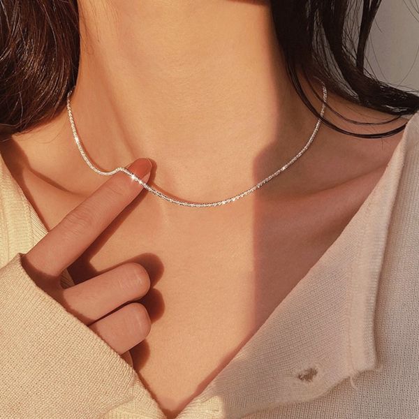 

2021 populaire zilveren kleur fonkelende sleutelbeen ketting choker kraag voor vrouwen fijne sieraden bruiloft verjaardagscadeau, Silver