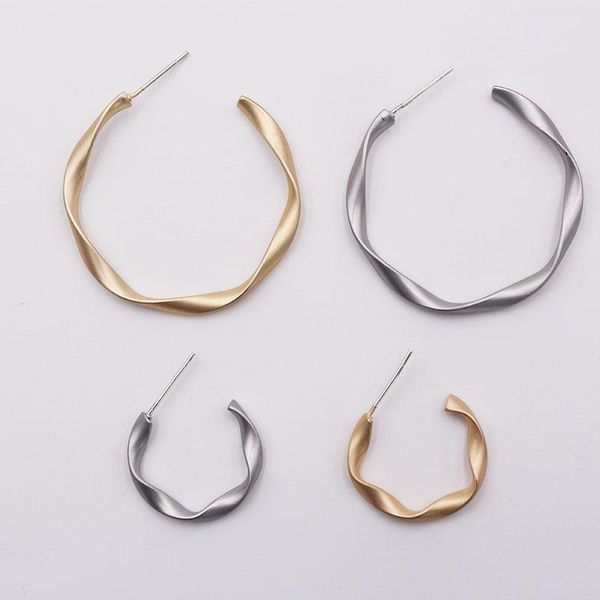 

hoop & huggie goldr frosted round women geometric earrings alloy fashion jewelry wholesale men's accessories, Golden;silver