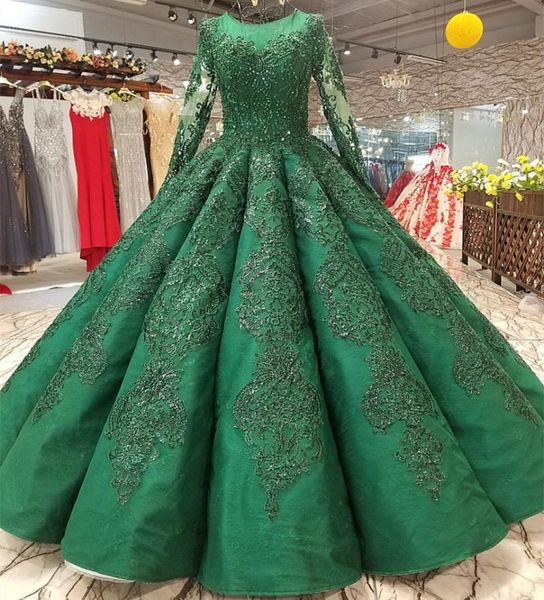 

party dresses custom size green princess long sleeve fluffy lace beaded crystal luxury evening formal prom gowns ev75m, White;black