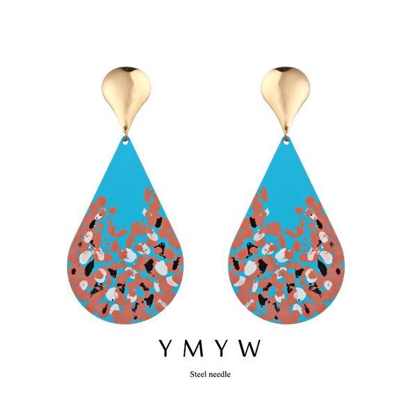 

dangle & chandelier ymyw korean trendy enamel colorful waterdrop earrings drop elegant green/blue/pink metal women pendientes orecchini donn, Silver