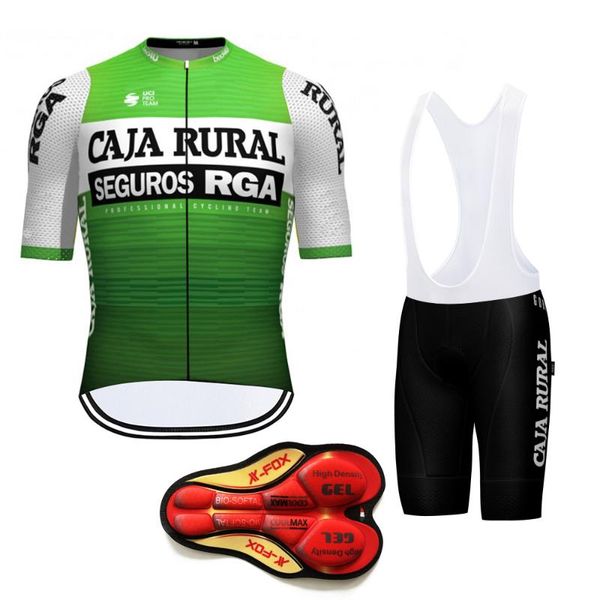 

racing sets spain caja rural 2021 cycling jersey bike shorts suit mtb ropa summer quick ddry pro bicycling shirts maillot culotte wear, Black;blue