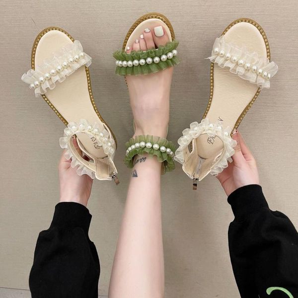 

sandals female sandal black shoes for women 2021 summer clear heels shallow mouth girls gladiator beige comfort pearl fashion low