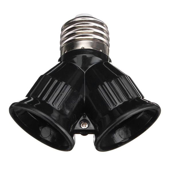 

lamp holders & bases e27 to 2e27 socket base black fireproof material led bulb converter splitter adapter 2 holder