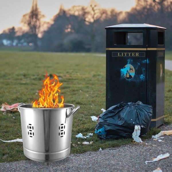 

hooks & rails 2pcs stainless steel burn silver incinerator for home yard (silver)