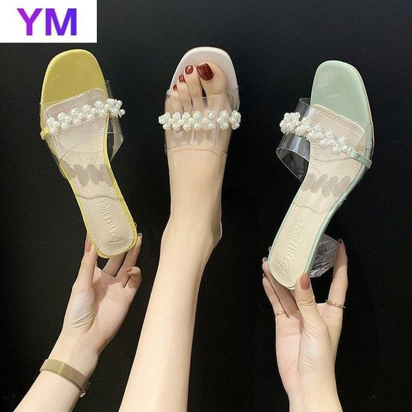 

sandals clear heels women summer pvc transparent shoes outdoor beach pearl walking jelly zapatillas de casa 9odt, Black