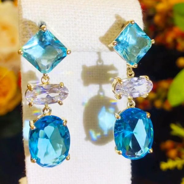 

dangle & chandelier blachette gorgeous shining dubai african geometric pendant earrings women's full cubic zircon wedding party daily j, Silver