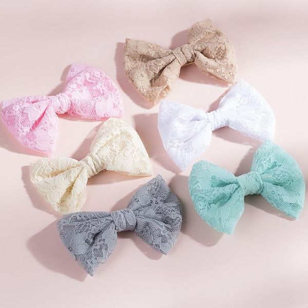 

a892 baby girl lace bowknot barrettes hair clips princess girls hairpin barrette children accessories, Slivery;white