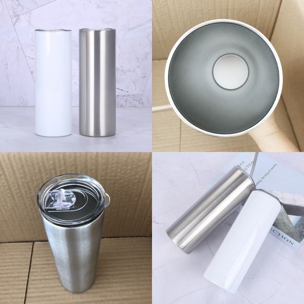 

straight tumblers 20oz sublimation blank white cup with lid straw stainless steel drink cup vacuum insulated water coffee mug
