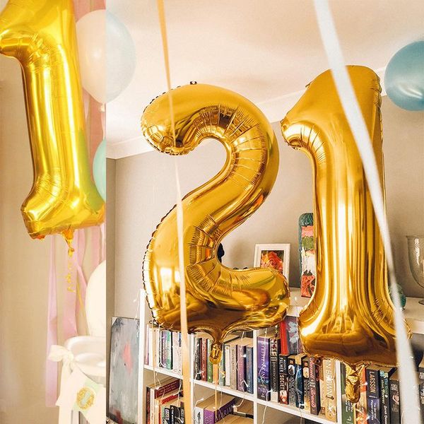 

party decoration 90cm large digital aluminum film balloon16inch 32inch 40 inch gold silver rose foil helium balloon 028