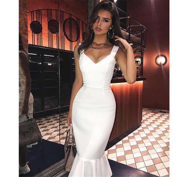 

casual dresses celebrity bandage dress elegant white black rayon v neck spaghetti straps midi woman 6s42, Black;gray