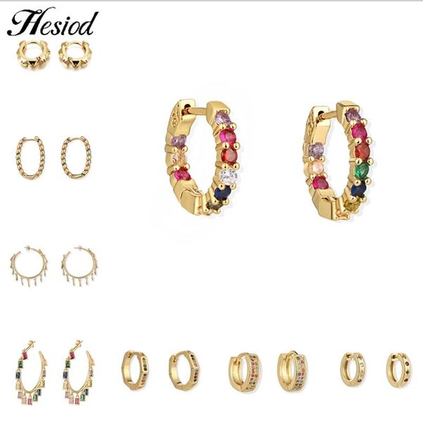 

hoop & huggie 1 pair earrings copper micro pave zirconia cartilage piercing studs conch earlobe circle suitable for ladies or girls, Golden;silver