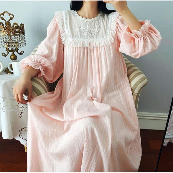 

women's sleepwear lolita dress pink princess sleepshirts vintage style embroidered nightgowns.victorian nightdress lounge ebvi, Black;red