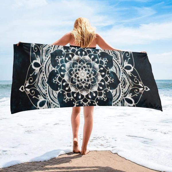 

towel glowing mandala flower beach sports quick dry microfiber bath blanket for adults kids outdoor picnic