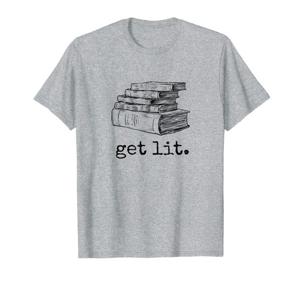 

get lit with books funny meme t shirt, White;black