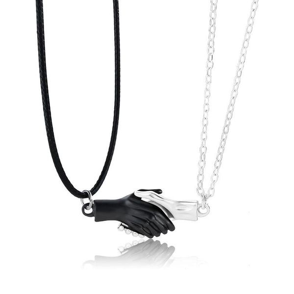

pendant necklaces couple magnetic handshake for lovers friends trendy classic necklace fashion jewelry, Silver