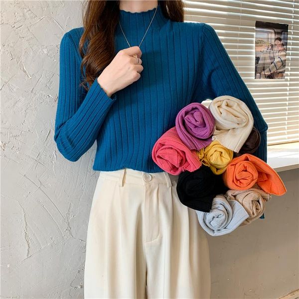 

women's sweaters autumn winter turtleneck pullovers ribbed basic women long sleeve korean slim casual jumper female knitted top, White;black
