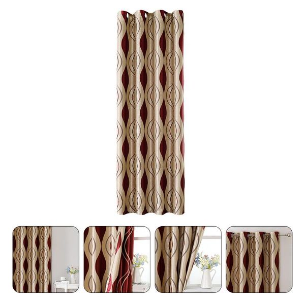 

curtain & drapes 1pc perforated rod insulated printing shading light brown