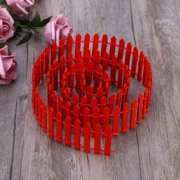 

christmas decorations 100cm x 5cm mini small wood fence diy house fairy garden micro plant pot decor bonsai terrarium ornament (red)