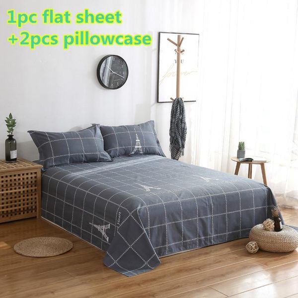

bedding sets fashion bed sheet 100%cotton plaid flat set gift  king twin full 3pcs pillowcase
