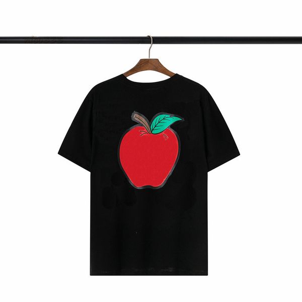 

high-quality mens t shirt trendy brand black white apple direction printing spot loose men and women the same round neck short sleeve, White;black