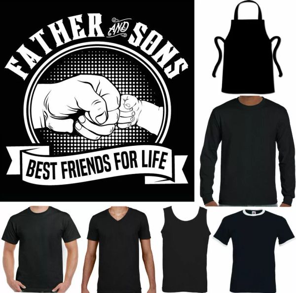 

father & sons friends for life mens funny fathers day t-shirt, White;black